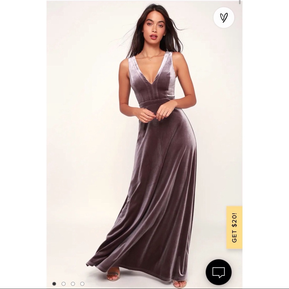 Lulu’s Dusty Purple Velvet Sleeveless Maxi Dress